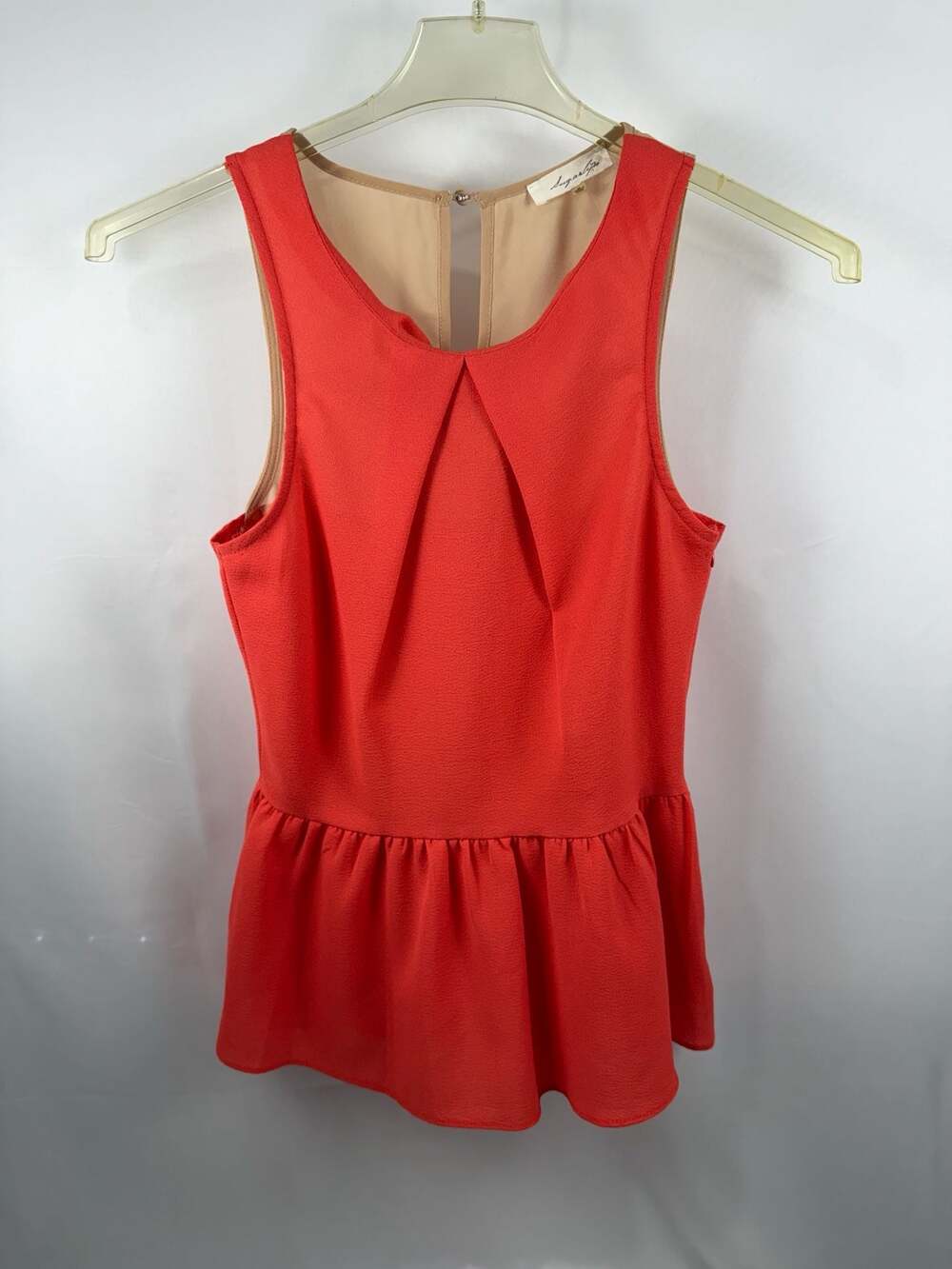 Sugarlife Coral Orange Sleeveless Drop Waist Peplum Mini Dress